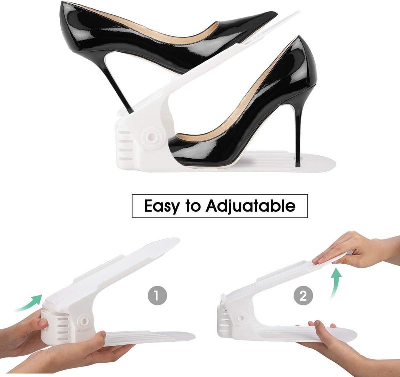 Gadgets HUB Plastic Shoe Slot Organizer Space Saver Double Deck Shoe Rack Adjustable Shoe Holder (Pack of 2)