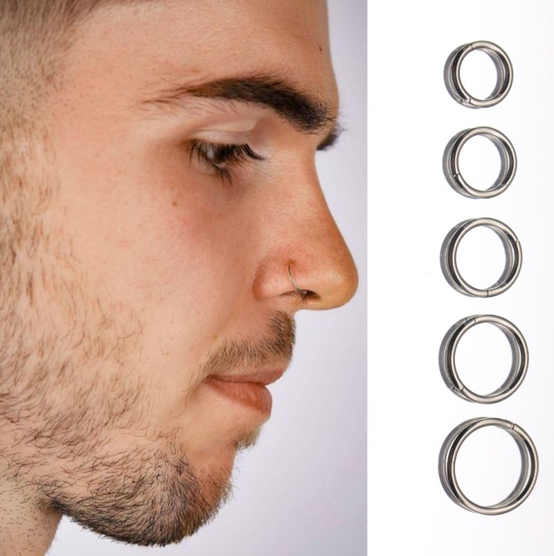 BLISI 5Pcs G23 Titanium Nose Rings 16G/18G/20G Hinged Clicker Segment Pink Lip Septum Rings Tragus Cartilage Sleeper Earrings, 6mm-10mm Hypoallergenic Nose Ring for Women Men - Image 5