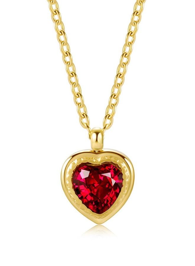 Andaazs Women’s Nova Heart Pendant Necklace – 18K Gold-Plated Chain with Red Cubic Zirconia – Elegant Romantic Jewelry - Image 1