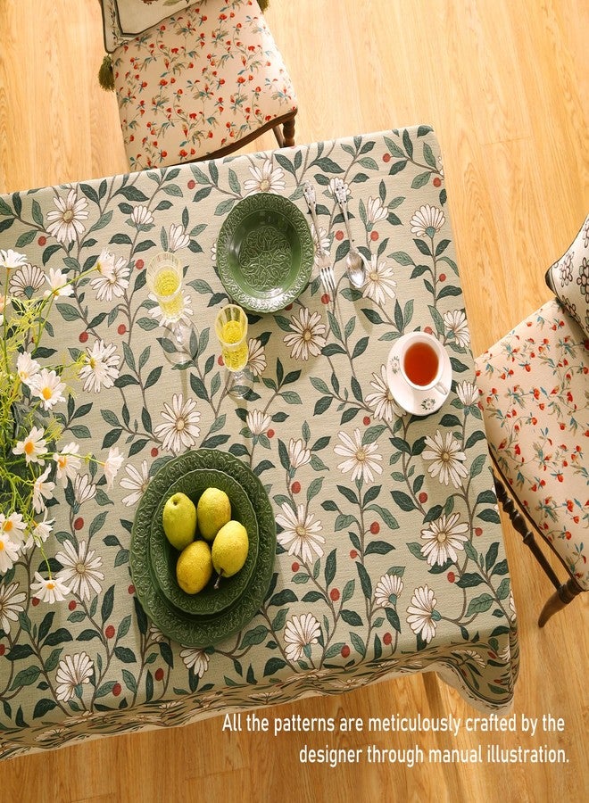 ISAENNE Designer Green Linen Small Square Table Cloth,Floral French Country Indoor Tablecloth,Stain Resistant Home Decor Tablecloths for Dining Kitchen Thanksgiving Christmas Party,55"*55"-Brune - Image 4