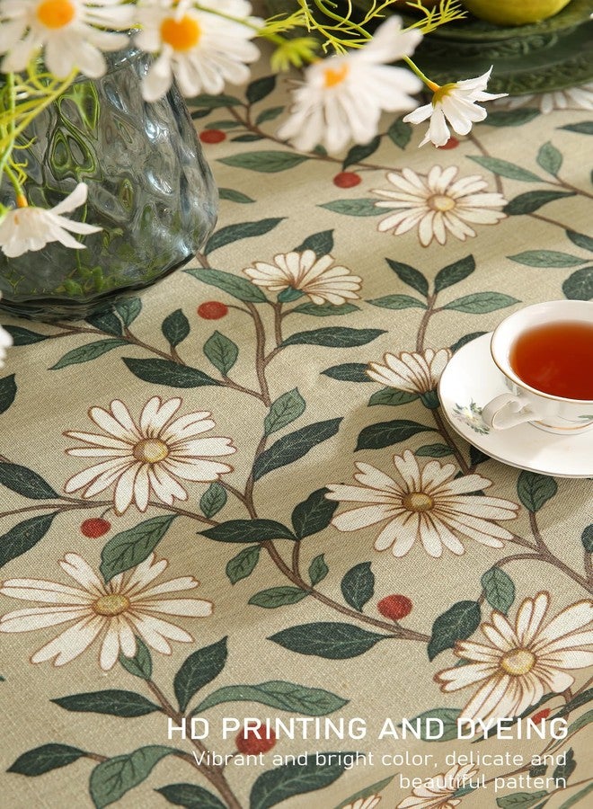 ISAENNE Designer Green Linen Small Square Table Cloth,Floral French Country Indoor Tablecloth,Stain Resistant Home Decor Tablecloths for Dining Kitchen Thanksgiving Christmas Party,55"*55"-Brune - Image 5