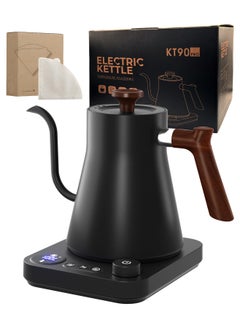 LKTOCAFT Gooseneck Electric Kettle with 100 Pieces Coffee Filter Paper, Stainless Steel Coffee Kettle with Knob Temperature Adjustment,  Keep Warm and Suitable for Home and Office, 900ML, 1200W Power  - Image 1