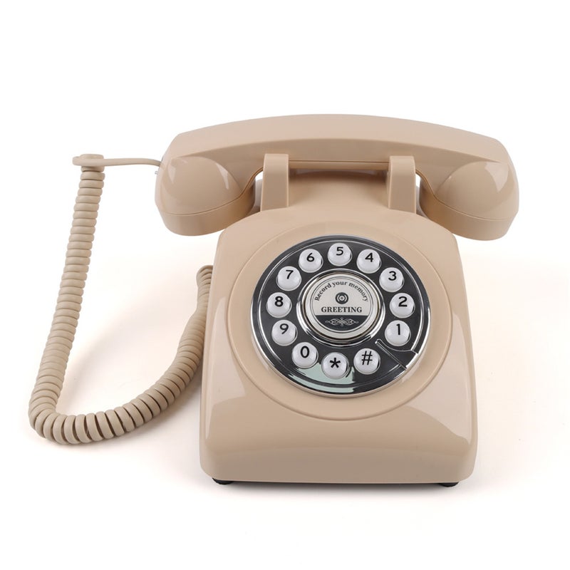 Audio Message Book Voice Record Vintage Telephone Recorder with Wireless BT Function Wedding Phone Customized with Voicemail Best Wishes Suitable for Bridal Shower Birthday Party Baby Shower Anniversary Engagement - Retro Off-white - Image 1