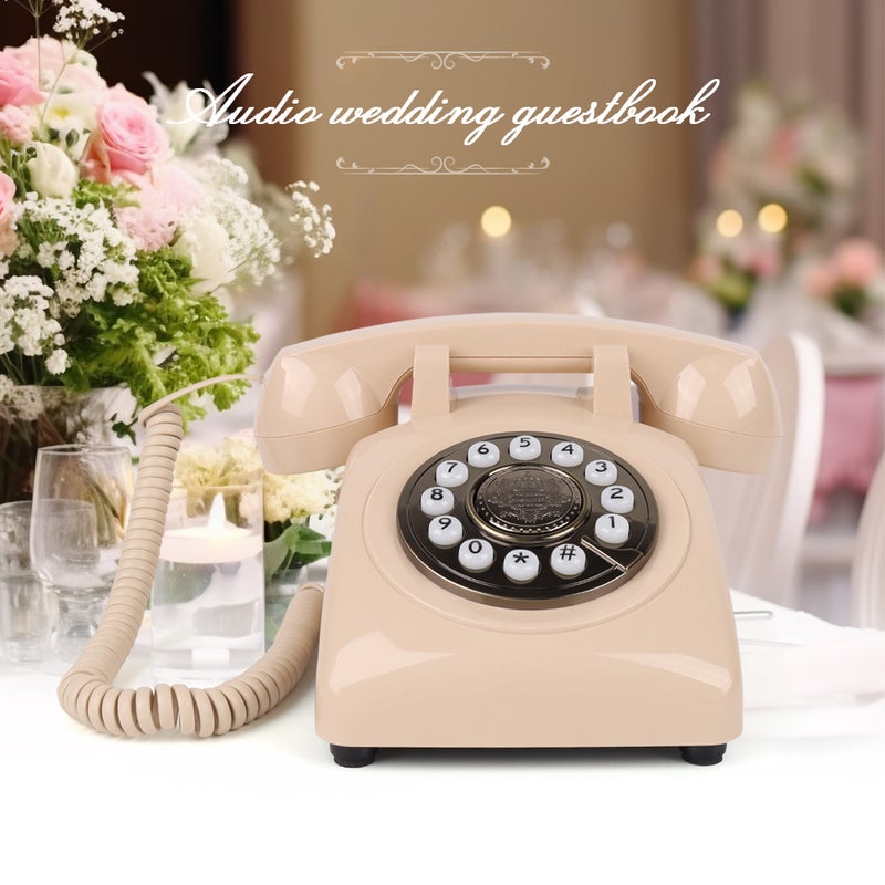 Audio Message Book Voice Record Vintage Telephone Recorder with Wireless BT Function Wedding Phone Customized with Voicemail Best Wishes Suitable for Bridal Shower Birthday Party Baby Shower Anniversary Engagement - Retro Off-white - Image 2