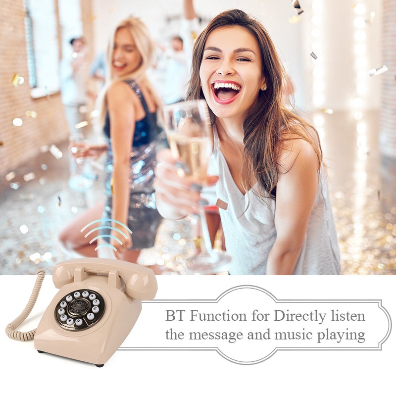 Audio Message Book Voice Record Vintage Telephone Recorder with Wireless BT Function Wedding Phone Customized with Voicemail Best Wishes Suitable for Bridal Shower Birthday Party Baby Shower Anniversary Engagement - Retro Off-white - Image 4