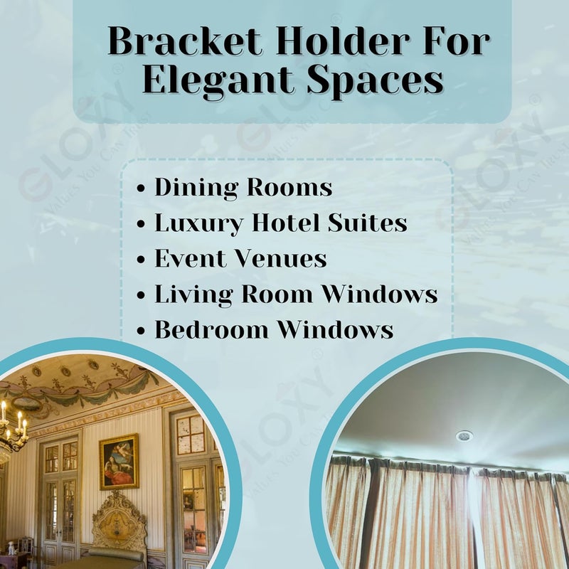 GLOXY Single Diamond Aluminum Curtain Brackets Parda Holders with Support Fittings Designer 1 Inch Rod Pocket Finials for Door WindowSilver Mix Sky BluePair of 5 - Image 5