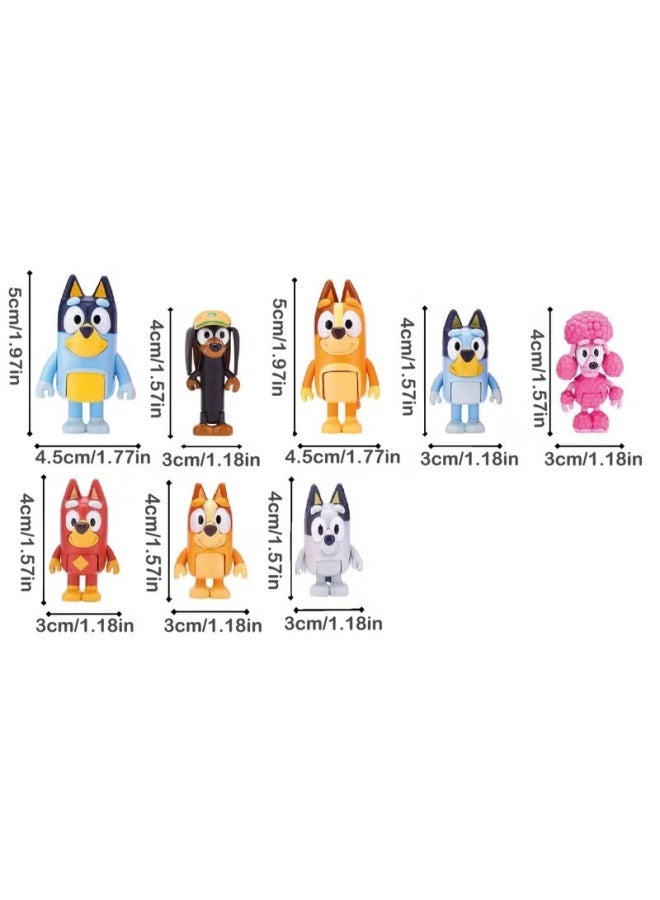 مجموعة ألعاب بلووي الحركية المكونة من 8 قطع، مجموعة ذئاب-مجسمات بلووي للعائلة والأصدقاء للأطفال الصغار، زينة كعكة المافن بانديت (الأب) تشيلي (الأم) كوكو بينغو سنيكرز راستي (صغير) - Image 2