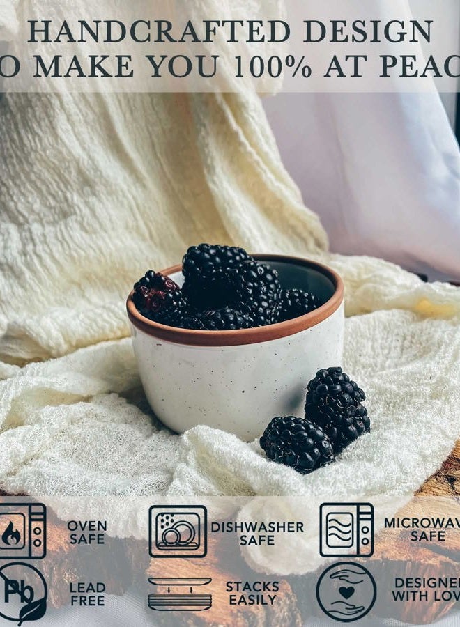 Mora CERAMICS HIT PAUSE Ramekins - 6oz, Set of 6 - Small Oven Safe Baking Dishes/Cups - For Personal Pudding, Creme Brulee, Souffle, Serving Dip, Custard, Ice Cream - Single Mini Bowls - Vanilla White - Image 4