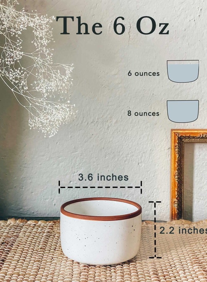 Mora CERAMICS HIT PAUSE Ramekins - 6oz, Set of 6 - Small Oven Safe Baking Dishes/Cups - For Personal Pudding, Creme Brulee, Souffle, Serving Dip, Custard, Ice Cream - Single Mini Bowls - Vanilla White - Image 2