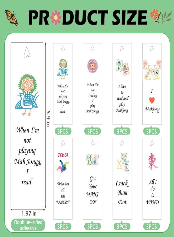 Resurhang 24 Pcs Mahjong Bookmark Set with Tassels Double Sided Vintage Mahjong Style Art Page Markers Lovers Gift for Readers Book Lovers - Image 2