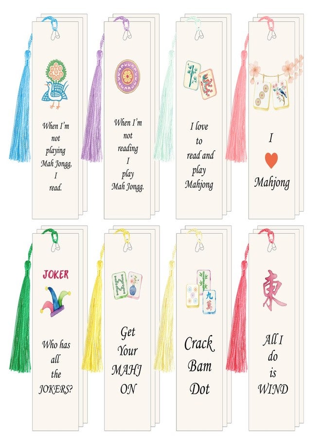 Resurhang 24 Pcs Mahjong Bookmark Set with Tassels Double Sided Vintage Mahjong Style Art Page Markers Lovers Gift for Readers Book Lovers - Image 1
