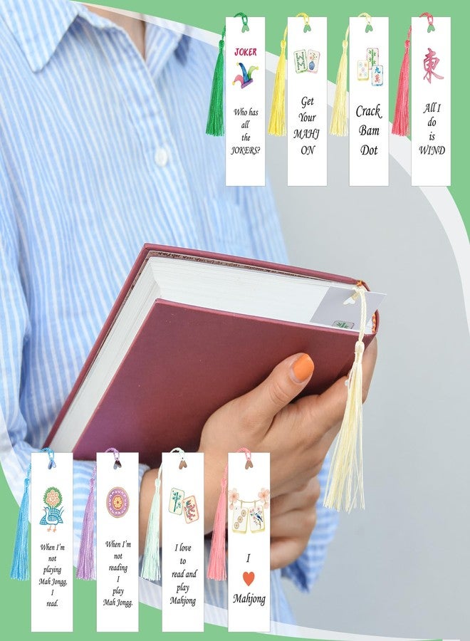 Resurhang 24 Pcs Mahjong Bookmark Set with Tassels Double Sided Vintage Mahjong Style Art Page Markers Lovers Gift for Readers Book Lovers - Image 5