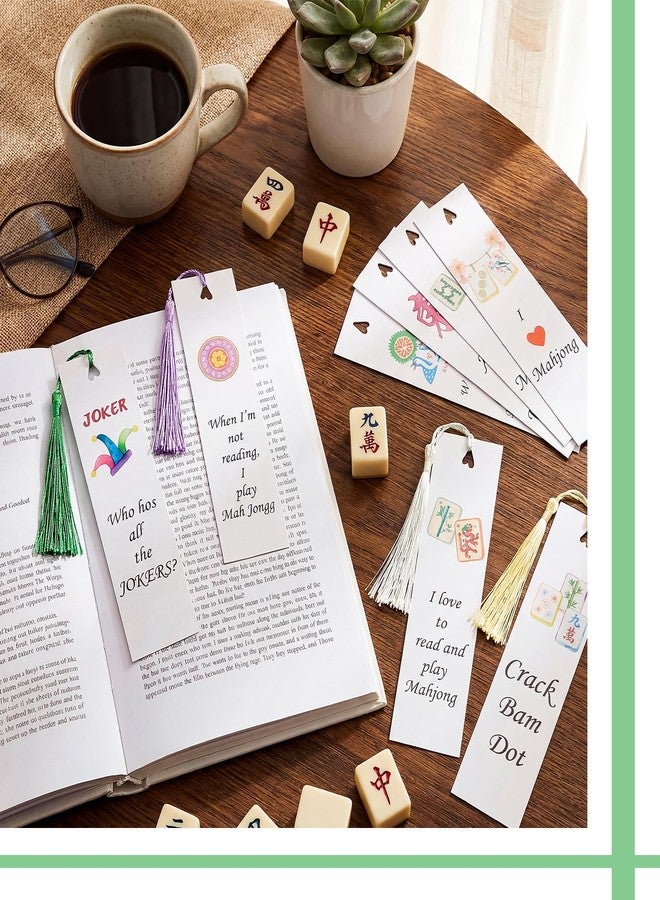 Resurhang 24 Pcs Mahjong Bookmark Set with Tassels Double Sided Vintage Mahjong Style Art Page Markers Lovers Gift for Readers Book Lovers - Image 4