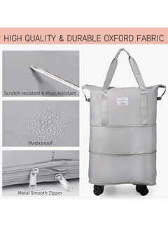 MLADEN Rolling Duffle Bag with Wheels 3-Layers Expandable Travel Bag Foldable Carry-on Bag with Detachable Wheels Large Gym Bag Weekend Bag Travel Luggage Bag Tote Bags for Men and Women(Grey)  - Image 4
