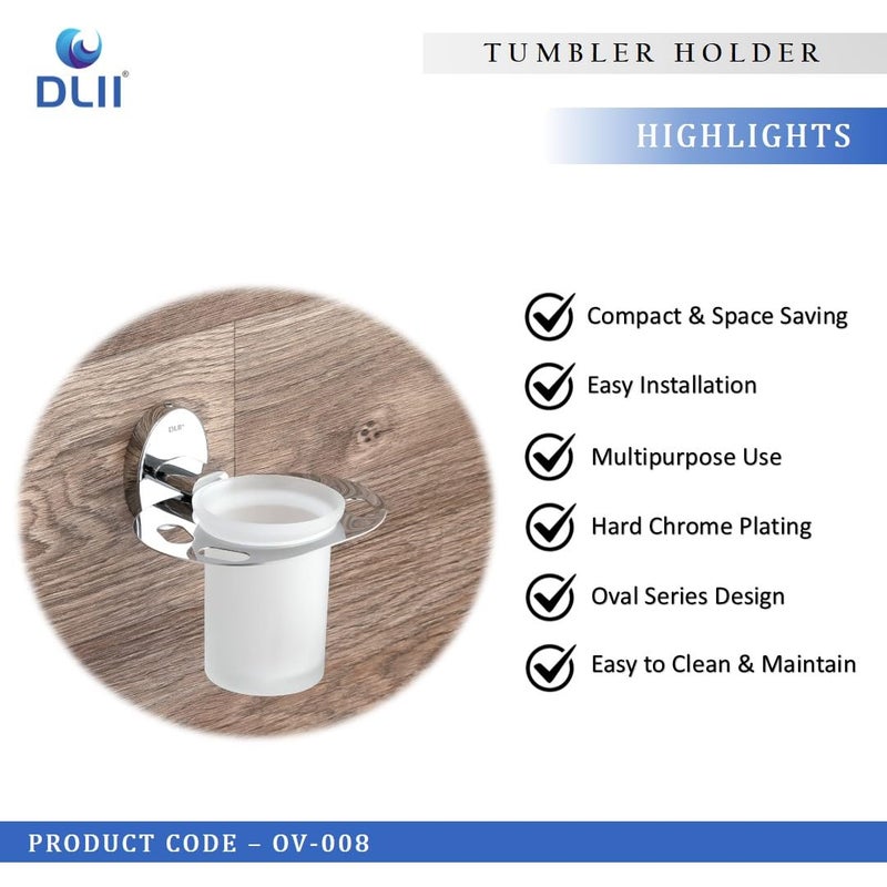 DLII® Oval Tumbler Holder SS 304 Grade - Contemporary Design Toothbrush Organizer | Rust-Resistant Bathroom Accessory | Premium Wall Mounted Brush Holder - Image 2