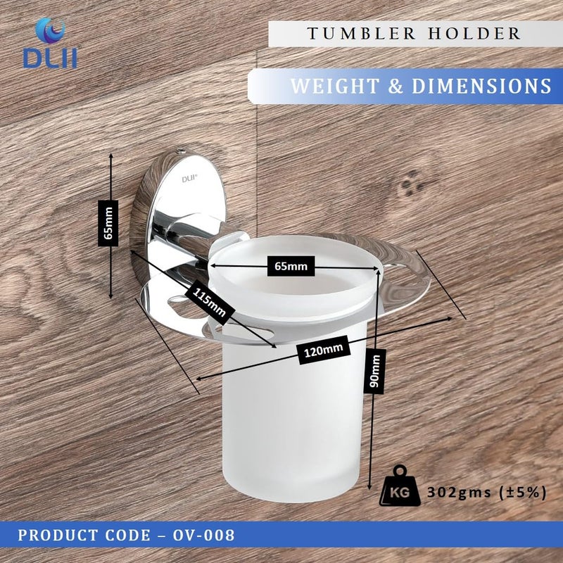 DLII® Oval Tumbler Holder SS 304 Grade - Contemporary Design Toothbrush Organizer | Rust-Resistant Bathroom Accessory | Premium Wall Mounted Brush Holder - Image 3