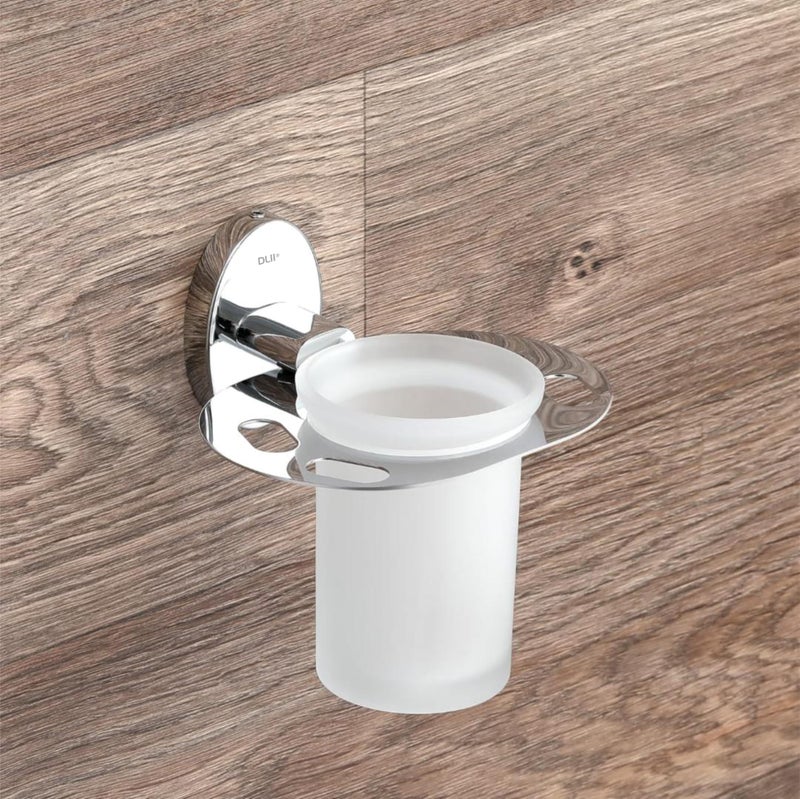 DLII® Oval Tumbler Holder SS 304 Grade - Contemporary Design Toothbrush Organizer | Rust-Resistant Bathroom Accessory | Premium Wall Mounted Brush Holder - Image 1