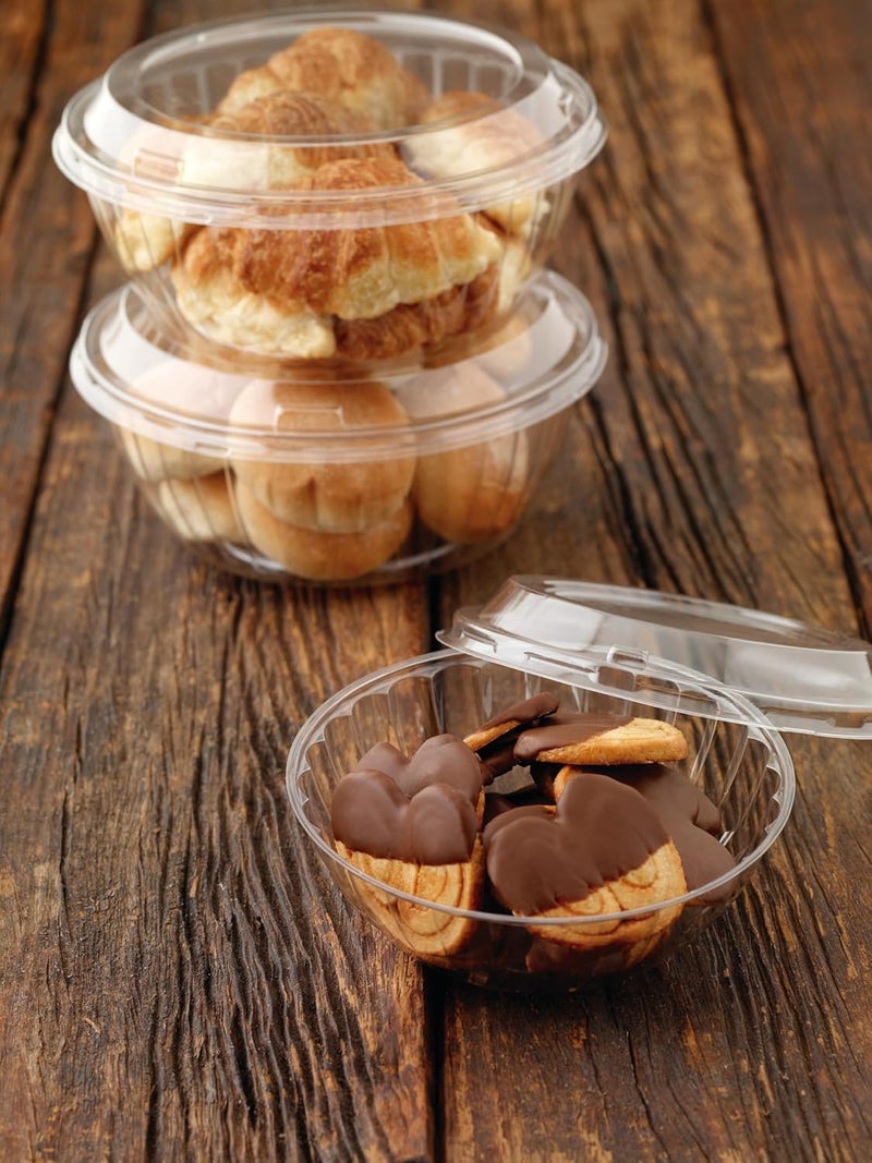 Darnel Clear 48 oz Reversible Bowl Combo Pack (Base & Lid), 100 units/cs. This premium, upscale container w/dome lid is perfect for salads, side Items, desserts/pastries. - Image 2