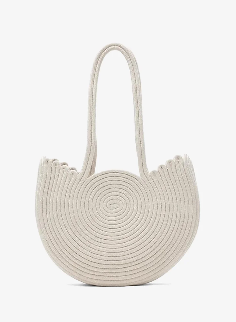 Gusta Medium Wicker Shoulder Bag – Cream.