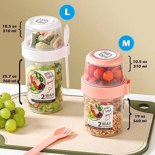 Daasigwaa Breakfast On The Go Cups, Salad Cup To Go, Take And Go Yogurt Cereal Overnight Oats Snack Parfait Containers & Salad Dressing Holder With Fork For Lunch, Fruit & Vegetable Jar(White,36.2oz) - Image 5