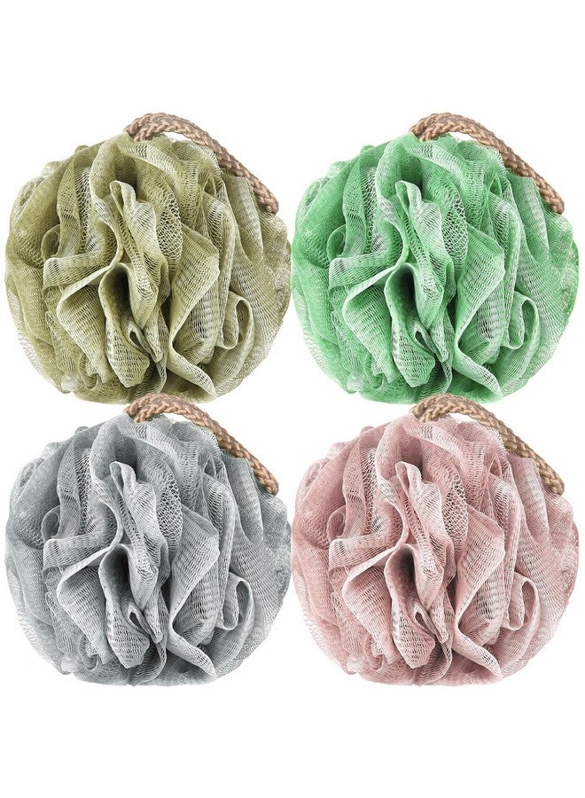 GoWorth Loofah Sponge Pack Of 4, Deep Cleansing Body Scrubber For Shower, Exfoliating Bath Sponge With Handle For Women And Men (001, 50G) - Image 1