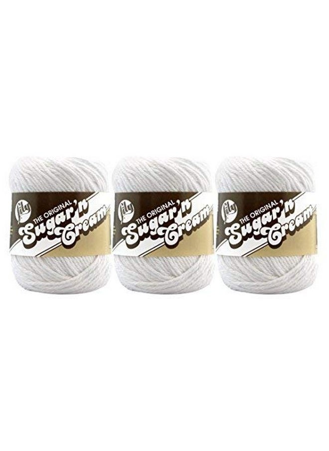 Lily Sugar'n Cream Bulk Buy: Lily Sugar 'N Cream Solids 100% Cotton Yarn (3 Pack) (White 0001) 