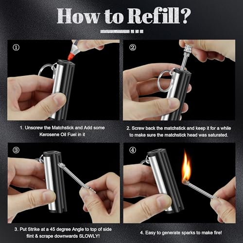 Lafagiet Pack of 5 Permanent Match Lighter, Wateproof, Keychain Matches Lighters for Candle, Survival, Camping Kit (No Fuel Included) - Image 4
