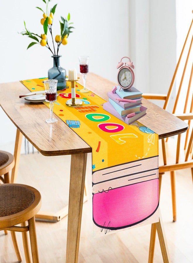 JMZYJZH Back to School Table Runner, Pencil Party Table Runner for Classroom Tables Decor - Image 4
