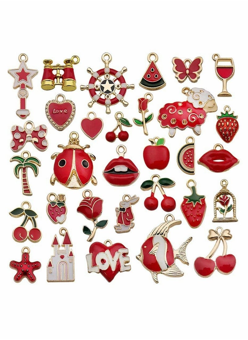 SYOSI - Mixed Charms Pendants, 31Pcs Charms for Jewellery Making, Charm Pendants Set, Gold enamel charm DIY Enamel Charms for Charms Making Necklaces Bracelets Earrings Keyrings Jewelry Making - Image 1