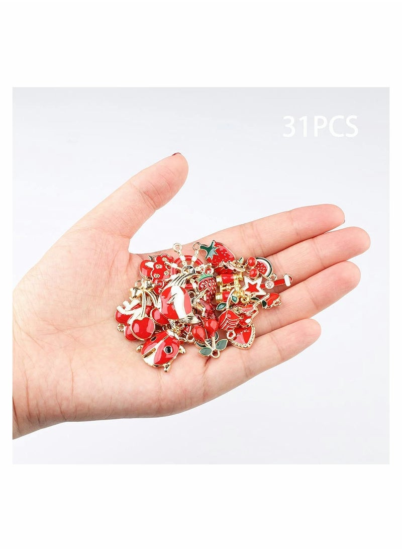 SYOSI - Mixed Charms Pendants, 31Pcs Charms for Jewellery Making, Charm Pendants Set, Gold enamel charm DIY Enamel Charms for Charms Making Necklaces Bracelets Earrings Keyrings Jewelry Making - Image 1