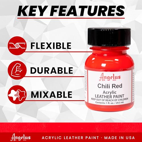 Angelus Acrylic Leather Paint 1 Fl Oz Pack of 1 Chili Red - Image 3
