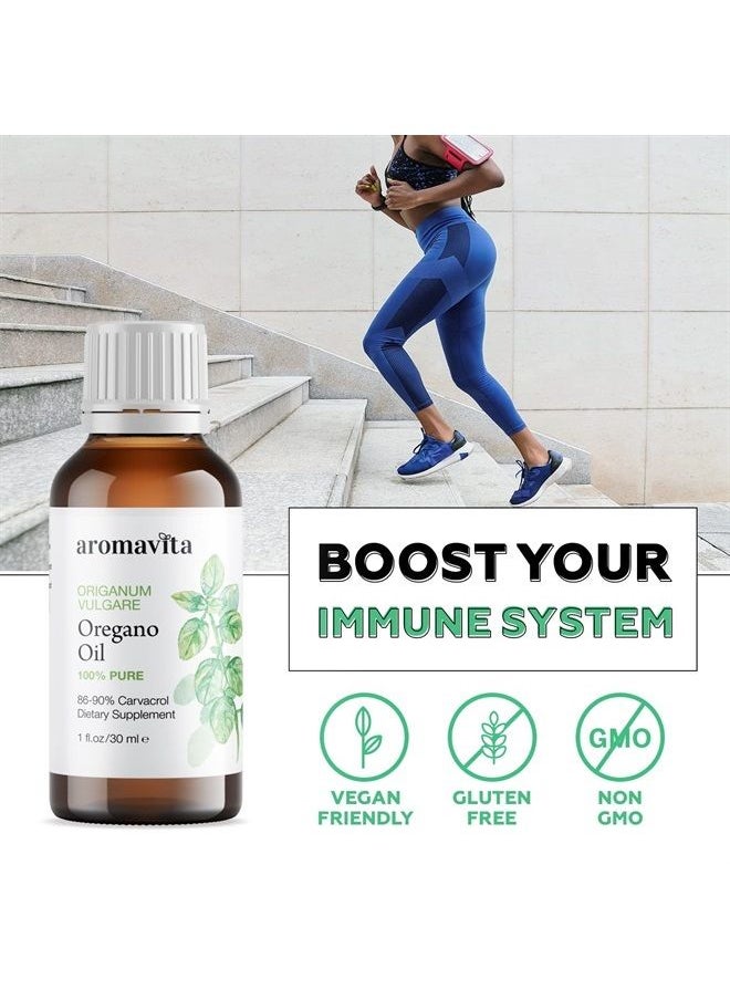 Aromavita - Essential Oil of Oregano-100% Pure Undiluted Non GMO Extra Strength Greek Oregano Oil-Over 86% Carvacrol Oregano Extract Liquid Nutritional Dietary Supplement, 1.7 FL.OZ/50ML - Image 1