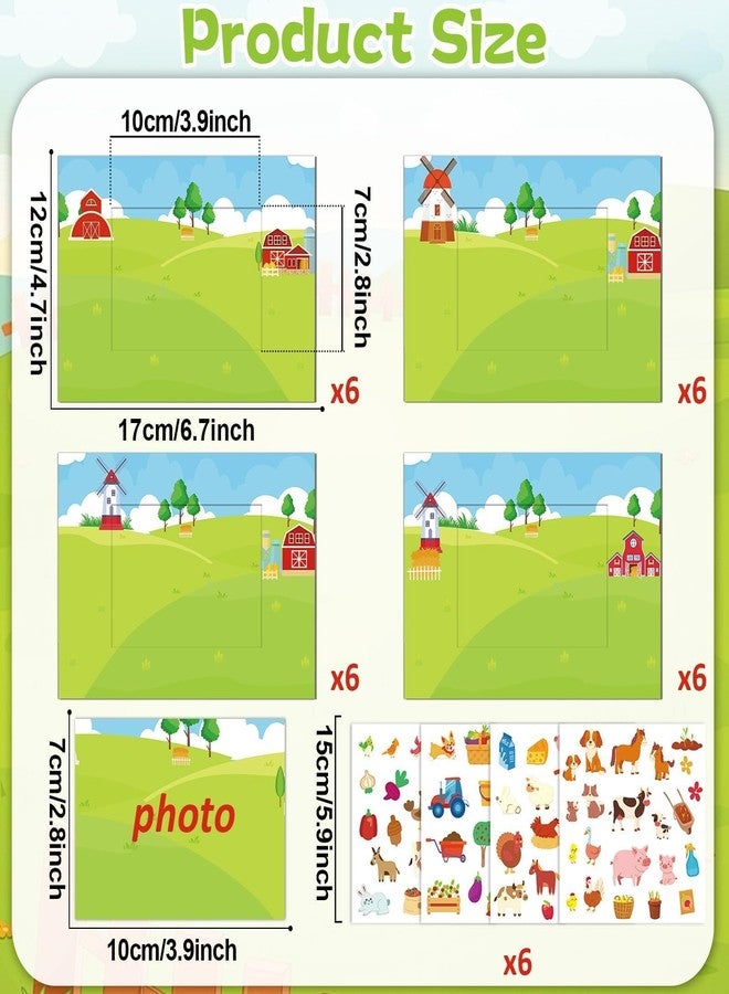 Lonfliness 24 Sets Back to School Crafts Kit for Kids Bulk Farm Animal Sticker Scene DIY Picture Frame Craft Spring Farmhouse Paper Art Craft VBS Rustic Birthday Party Sunday School Classroom Activity Game Favor - Image 2