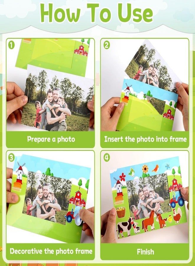 Lonfliness 24 Sets Back to School Crafts Kit for Kids Bulk Farm Animal Sticker Scene DIY Picture Frame Craft Spring Farmhouse Paper Art Craft VBS Rustic Birthday Party Sunday School Classroom Activity Game Favor - Image 3