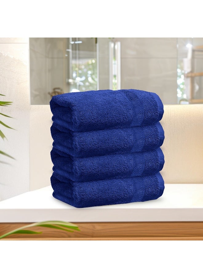 Rest Hand Towel Set Of 4 Blue Cotton Hand Towel 50X100Cm , 20X39 Inch Soft Lightweight Quick Drying Salon Towel For Styling Spa Household Bedroom Gym With Maximum Absorbency  - Image 1