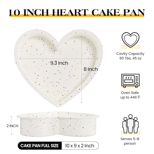 AOTASO Silicone Heart Shaped Cake Pans 10 Inch Large Heart Cake Pan Nonstick Silicone Heart Molds for Baking (2 Pcs Set, Cream) - Image 2