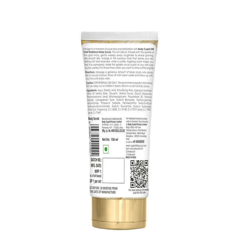Body Cupid 24K Gold Radiance Body Scrub  Luxurious Exfoliation for Smooth  Glowing Skin  Infused with Fine Gold Mica  150ml - Image 2