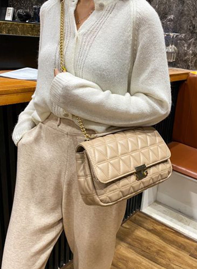 ICE CLUB Ice Club Stitched Cross-Body Bag With Metal Handle - Beige