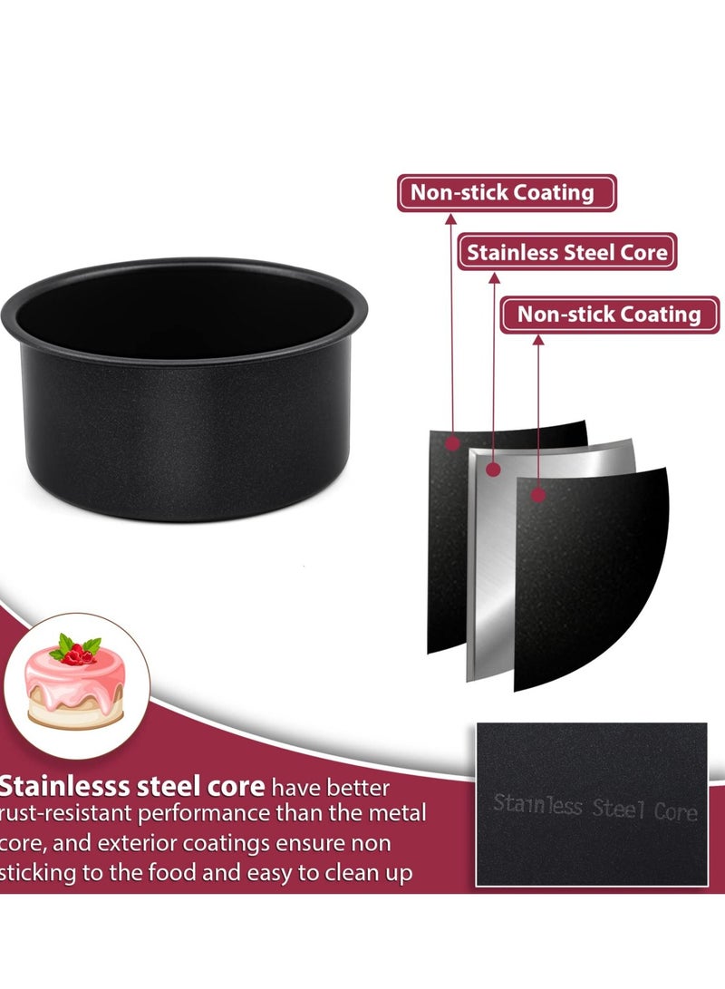 4 Inch Cake Pan Set of 3 Nonstick Stainless Steel Small Round Cake Pans Tin for Baking Birthday Wedding Layer Cakes Straight Sides and 2 Inch Depth - Image 3