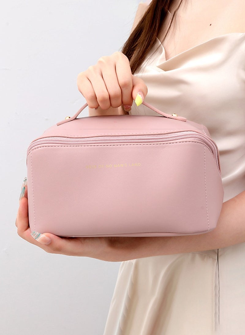 بيروي حقيبة مستحضرات تجميل كبيرة السعة للسفر، حقيبة تخزين منظمة متعددة الوظائف، حقيبة مكياج بمقبض وفواصل، موزع للعناية بالبشرة، حقيبة أدوات زينة للنساء - Image 1