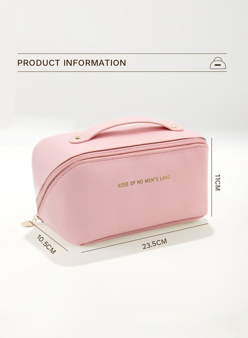 بيروي حقيبة مستحضرات تجميل كبيرة السعة للسفر، حقيبة تخزين منظمة متعددة الوظائف، حقيبة مكياج بمقبض وفواصل، موزع للعناية بالبشرة، حقيبة أدوات زينة للنساء - Image 2