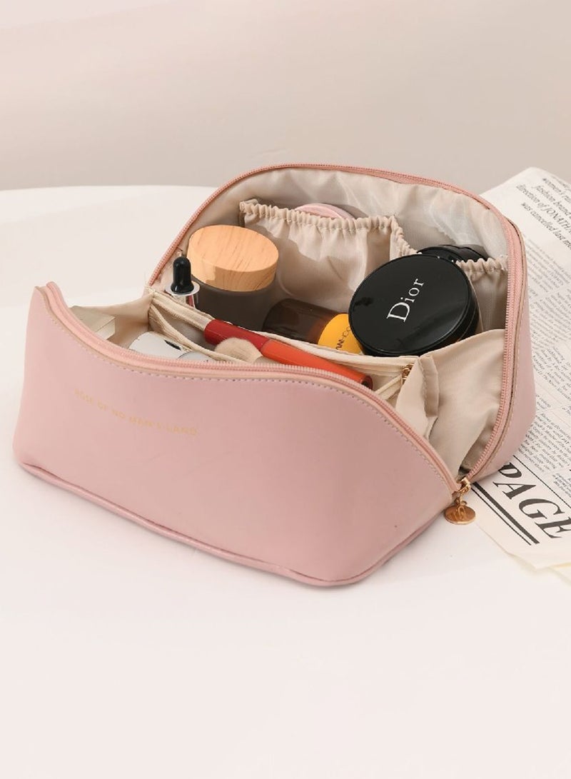 بيروي حقيبة مستحضرات تجميل كبيرة السعة للسفر، حقيبة تخزين منظمة متعددة الوظائف، حقيبة مكياج بمقبض وفواصل، موزع للعناية بالبشرة، حقيبة أدوات زينة للنساء - Image 4