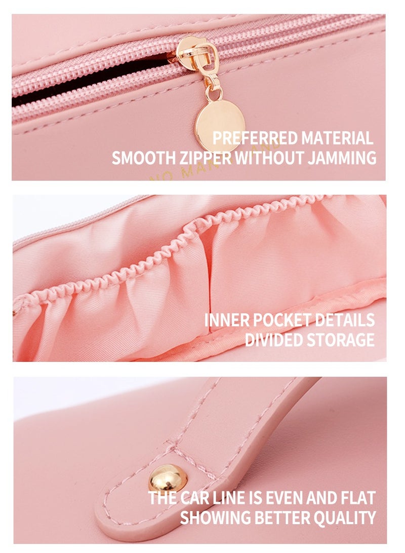 بيروي حقيبة مستحضرات تجميل كبيرة السعة للسفر، حقيبة تخزين منظمة متعددة الوظائف، حقيبة مكياج بمقبض وفواصل، موزع للعناية بالبشرة، حقيبة أدوات زينة للنساء - Image 5