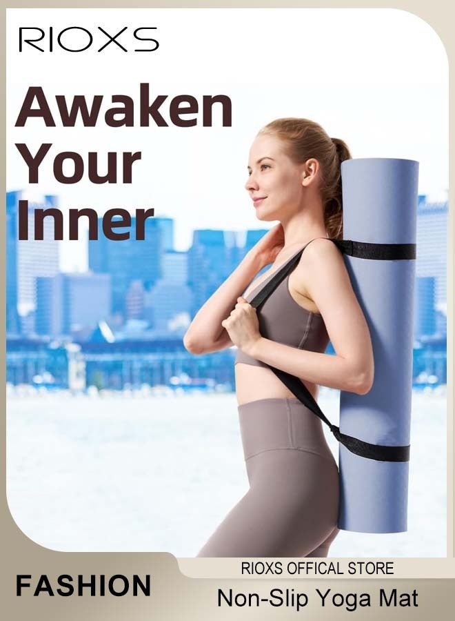 RIOXS Thick Yoga Mat with Carrier Strap, Non-Slip High-density Exercise Mat, Pilates Fitness Mat, Non-toxic Odorless Mat, Easy to Store and Clean, 183*61*0.6cm  - Image 4