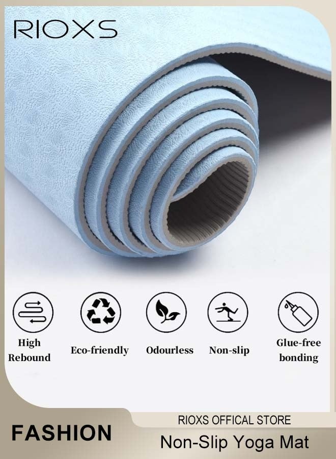 RIOXS Thick Yoga Mat with Carrier Strap, Non-Slip High-density Exercise Mat, Pilates Fitness Mat, Non-toxic Odorless Mat, Easy to Store and Clean, 183*61*0.6cm  - Image 2