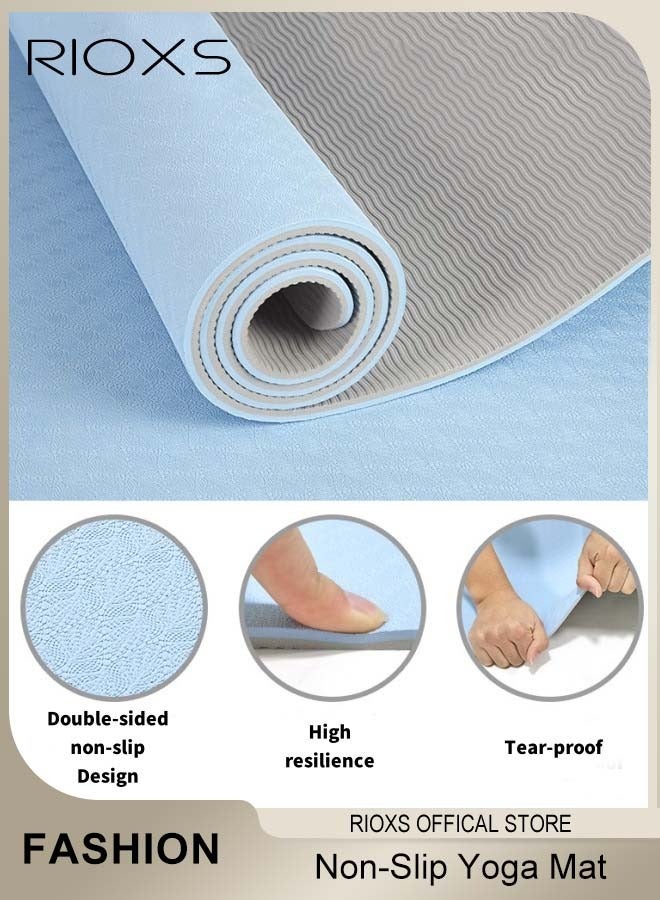 RIOXS Thick Yoga Mat with Carrier Strap, Non-Slip High-density Exercise Mat, Pilates Fitness Mat, Non-toxic Odorless Mat, Easy to Store and Clean, 183*61*0.6cm  - Image 3