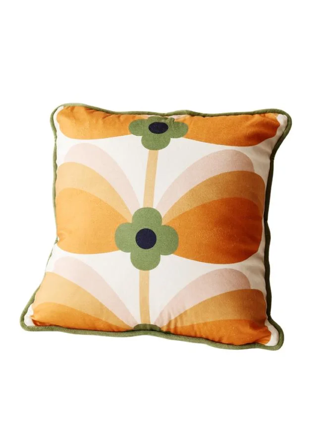 Sanskrutihomes White Printed Velvet Square Cushion Cover, Medium