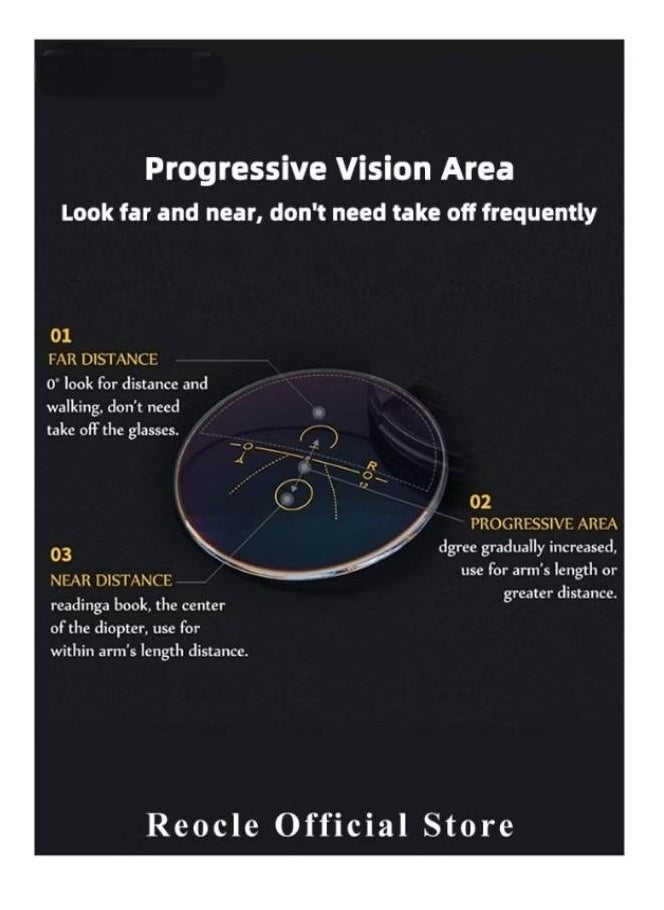 Progressive Multifocus Reading Glasses Anti Blue Light Readers with Diamond Cutting Design Anti-Fatigue Clear Lens Spectacle Readers for Men