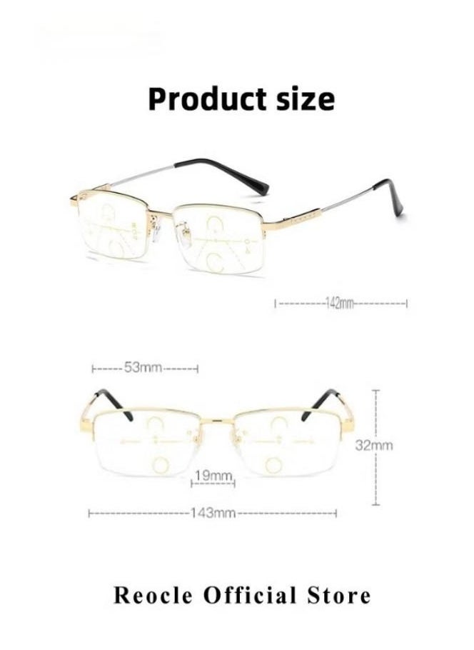 Progressive Multifocus Reading Glasses Anti Blue Light Readers with Diamond Cutting Design Anti-Fatigue Clear Lens Spectacle Readers for Men