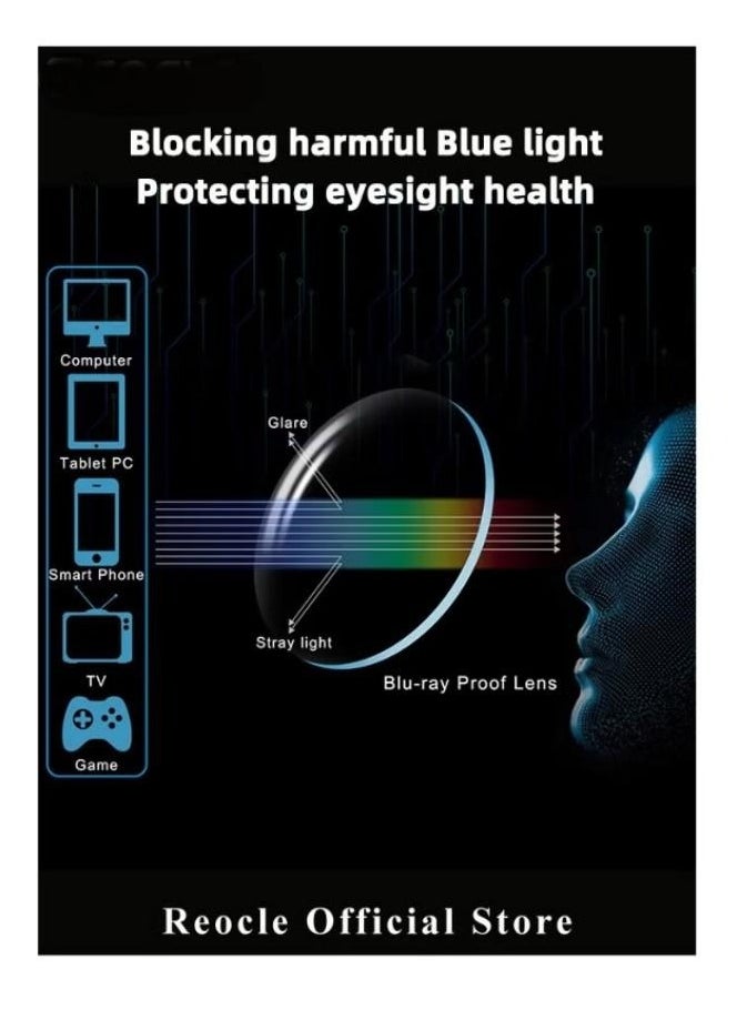 Progressive Multifocus Reading Glasses Anti Blue Light Readers with Diamond Cutting Design Anti-Fatigue Clear Lens Spectacle Readers for Men